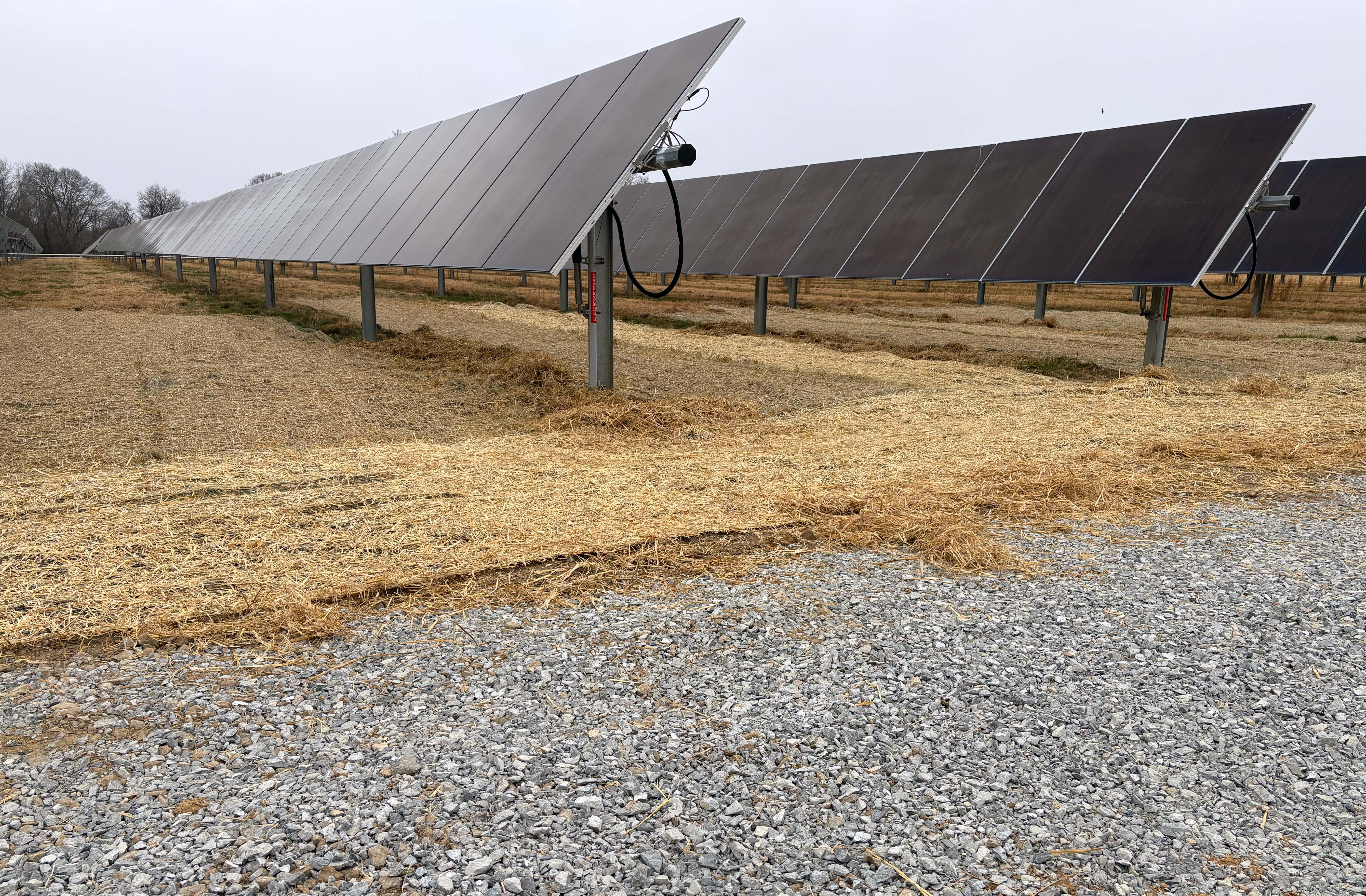 Erosion control panel installation on construction site